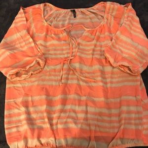 Maurices Coral and Cream Blouse XL